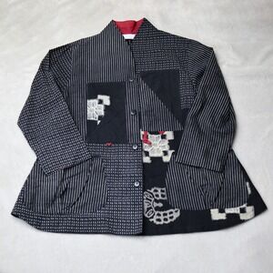 Mao Mam Swing Tunic Top Art to Wear Patchwork Black Red Thailand Asian